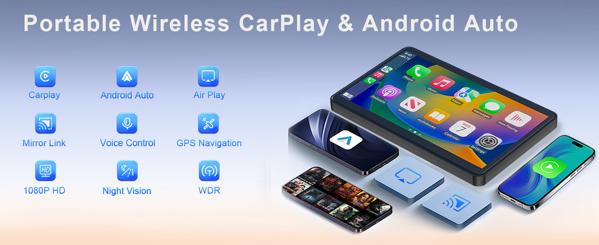 7 Inch Wireless Car CarPlay Screen for Apple Car Play & Android Auto, Android Car GPS Screen with Bluetooth, Mirror Link, Voice Control, FM, AUX : Amazon.fr: Electronics