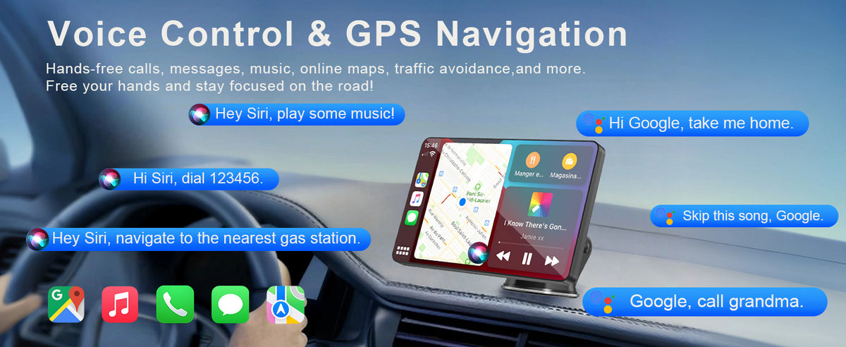 7 Inch Wireless Car CarPlay Screen for Apple Car Play & Android Auto, Android Car GPS Screen with Bluetooth, Mirror Link, Voice Control, FM, AUX : Amazon.fr: Electronics